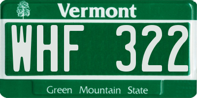 VT license plate WHF322