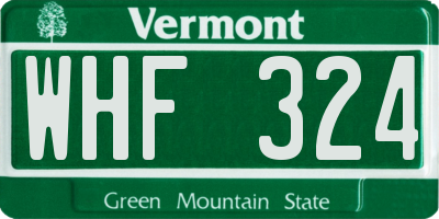 VT license plate WHF324