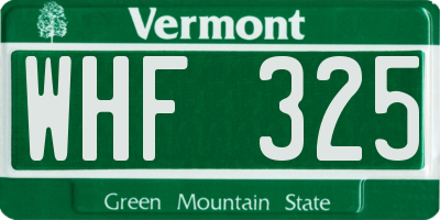VT license plate WHF325