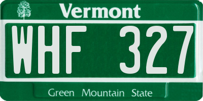 VT license plate WHF327