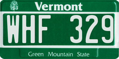 VT license plate WHF329
