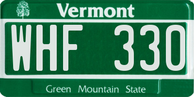 VT license plate WHF330