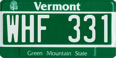 VT license plate WHF331