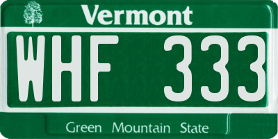VT license plate WHF333