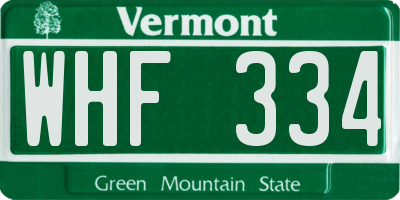 VT license plate WHF334
