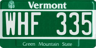 VT license plate WHF335