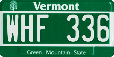 VT license plate WHF336