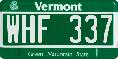 VT license plate WHF337