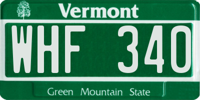 VT license plate WHF340