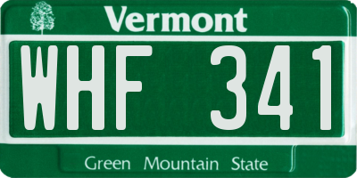 VT license plate WHF341