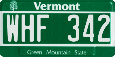 VT license plate WHF342