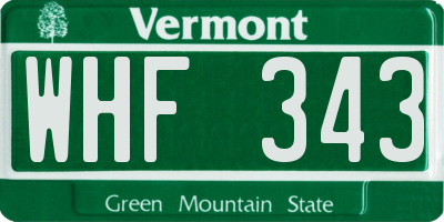 VT license plate WHF343