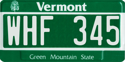 VT license plate WHF345
