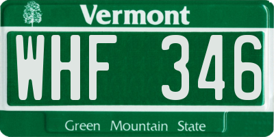 VT license plate WHF346
