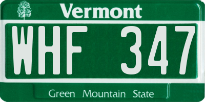 VT license plate WHF347
