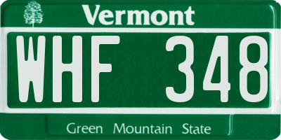 VT license plate WHF348