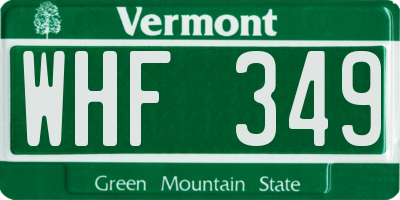VT license plate WHF349