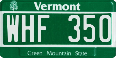 VT license plate WHF350