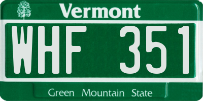 VT license plate WHF351