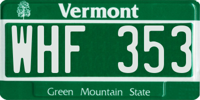 VT license plate WHF353