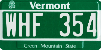 VT license plate WHF354