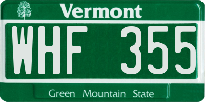 VT license plate WHF355