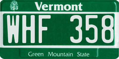 VT license plate WHF358
