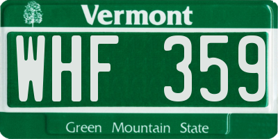 VT license plate WHF359