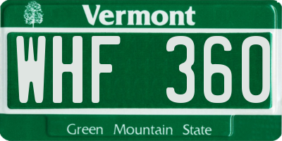 VT license plate WHF360