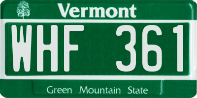 VT license plate WHF361