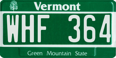 VT license plate WHF364