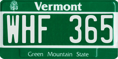 VT license plate WHF365