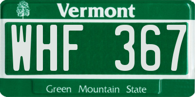 VT license plate WHF367