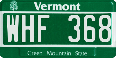VT license plate WHF368