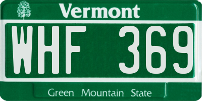 VT license plate WHF369