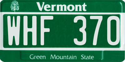 VT license plate WHF370