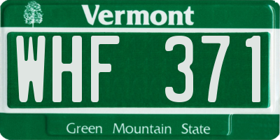 VT license plate WHF371