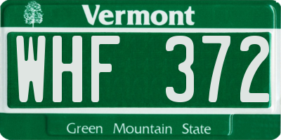 VT license plate WHF372