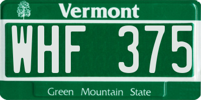 VT license plate WHF375