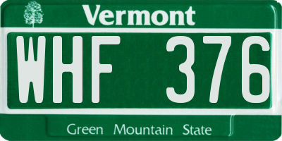VT license plate WHF376