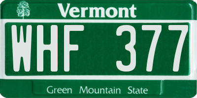 VT license plate WHF377