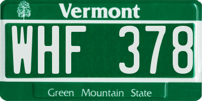 VT license plate WHF378