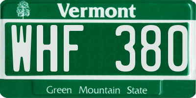 VT license plate WHF380