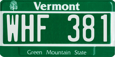 VT license plate WHF381