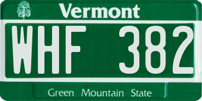 VT license plate WHF382