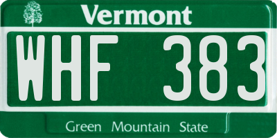 VT license plate WHF383