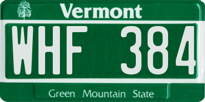 VT license plate WHF384