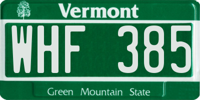 VT license plate WHF385