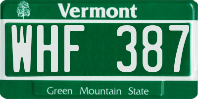 VT license plate WHF387