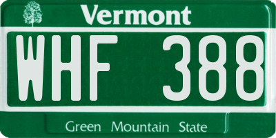 VT license plate WHF388